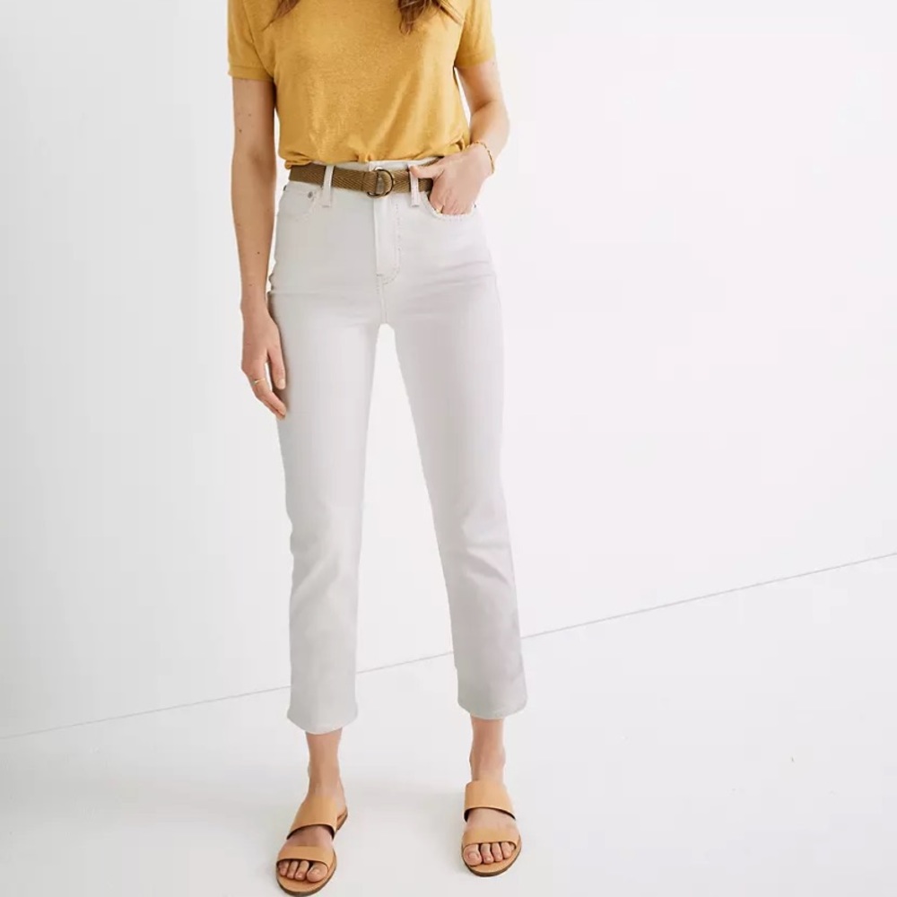 Worn once! Madewell Classic Straight White Jeans